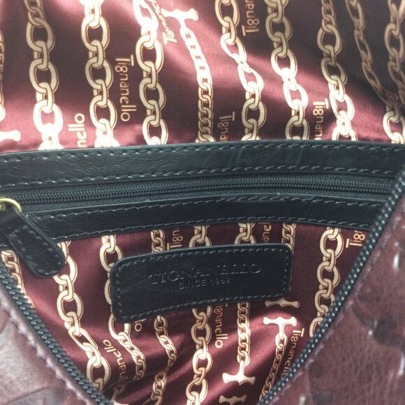 Tignanello Classic Beauty Genuine Leather Brown Tooled Embossed Handbag Hobo Bag - Picture 7 of 7